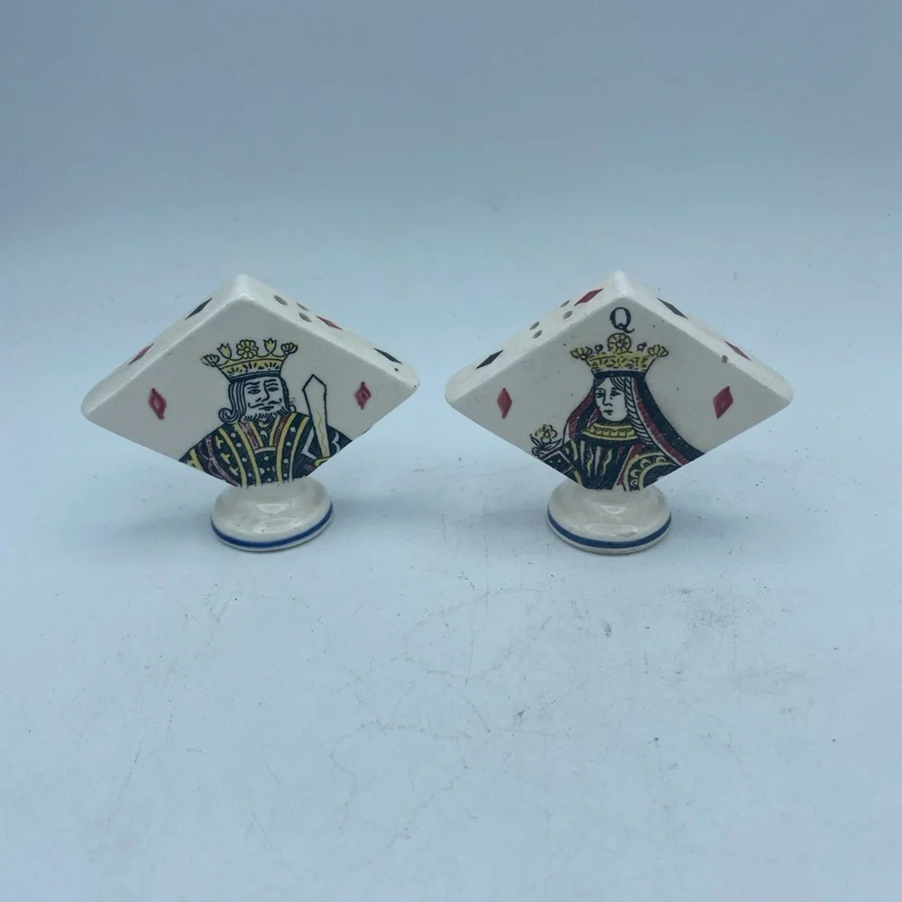 VTG MCM Enesco Imports Japan King & Queen Of Diamonds Salt & Pepper Shakers